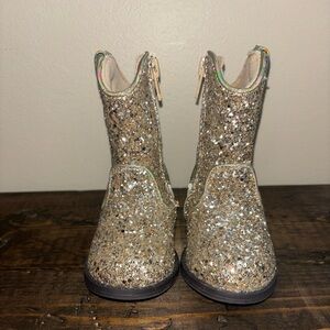 Self Esteem Sparkly Gold Glitter Boots toddler size 5